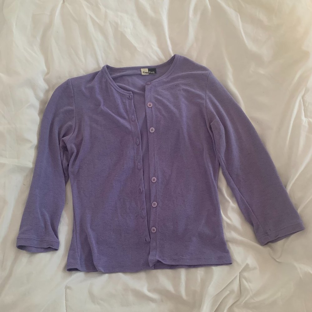 Lavender 3/4 Sleeve Lightweight Cardigan